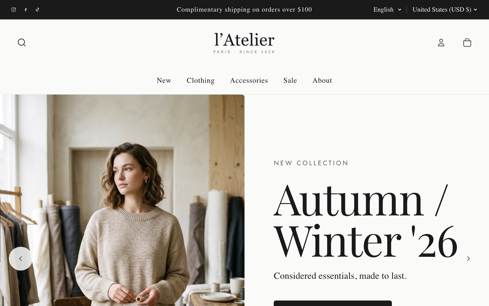 Atelier home hero