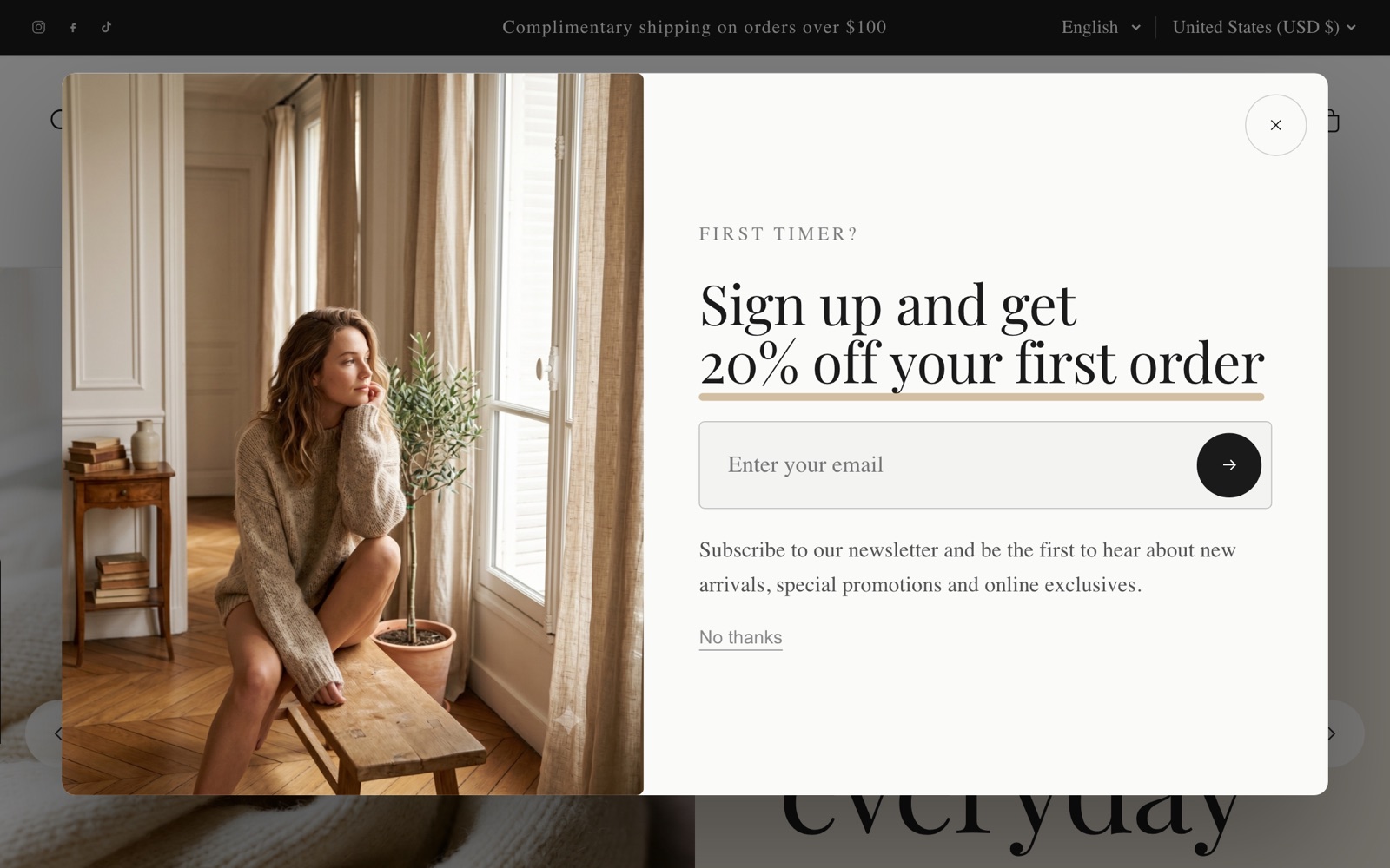 Newsletter popup