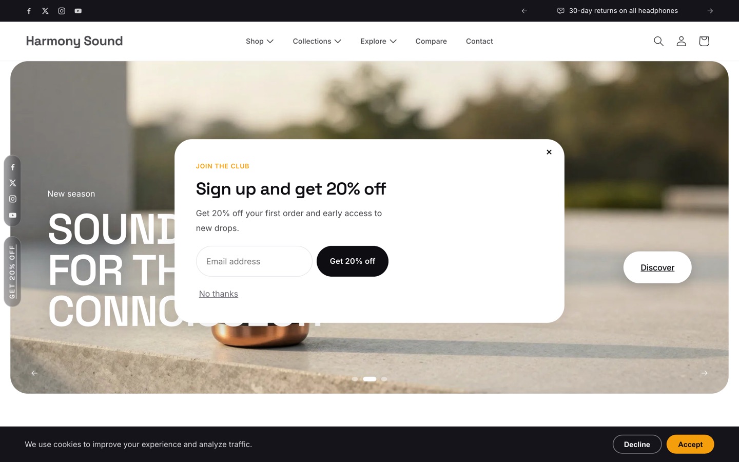 Delayed newsletter dialog