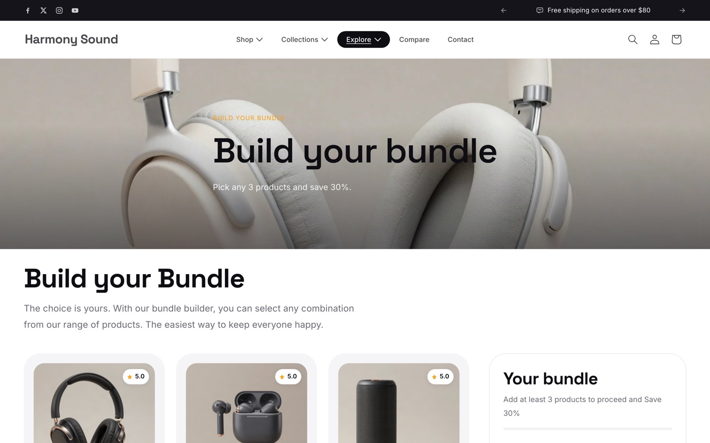 The Build your bundle page